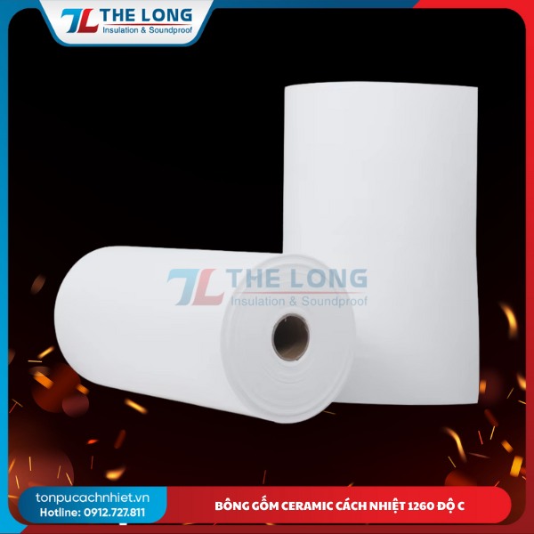 Bông Gốm Ceramic Cách Nhiệt 1260 Độ C Bông Gốm Ceramic Cách Nhiệt 1260 Độ C