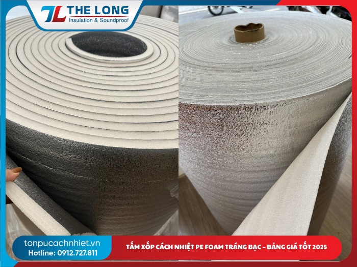 Tấm xốp cách nhiệt PE foam tráng bạc chất lượng 2025 10 Tấm xốp cách nhiệt PE foam tráng bạc